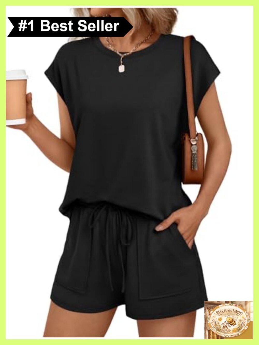 Womens 2 Piece Lounge Short Set with Pockets Soft Breathable Rayon Blend